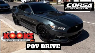 POV DRIVE ON 2016 MUSTANG GT WITH KOOKS HEADERS & CORSA XTREME (LOUD) AND A LUND RACING TUNE