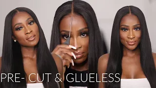 NO GLUE PRE CUT LACE 10 MINUTE WIG INSTALL | BEGINNER WIG | UNICE HAIR