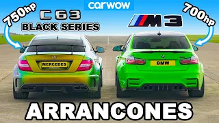 750hp AMG C63 Black Series vs 700hp BMW M3: ¡ARRANCONES 1/4, 1/2 y 1-MILLA!