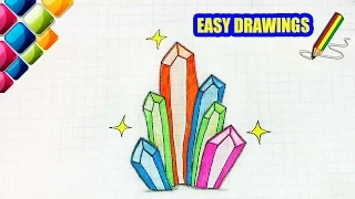 Easy drawings #260  How to draw a colored crystals / drawings for beginners