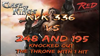 Clash of kings KvK 336 vs 248 and 195 (Выбили трон с 1 удара) knocked out the throne with 1 hit
