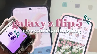 samsung galaxy z flip 5 accessories unboxing + little phone tour