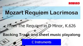 Mozart Requiem Lacrimosa Flute Violin Oboe Backing Track and Sheet Music