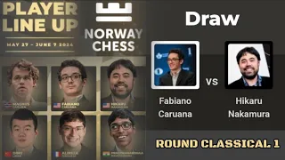 Fabiano Caruana vs Hikaru Nakamura ◇ Norway Chess 2024 Round Classical 1