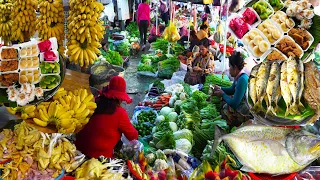 Massive food market, Kampot food market, Cambodian food market scenes