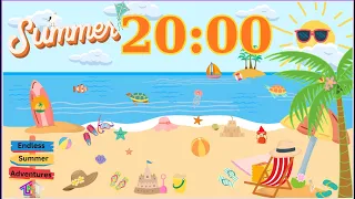 20-Minute Countdown Timer with Music & Alarm | Summer Vacation 🤍🎼⏰😎🌊⛱