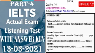 Real IELTS Exam Listening Test With Answers | IELTS Listening Test 2021 | 13-03-2021 #IELTS