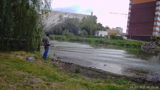 м.Рівне. На електровелосипеді. Набережна, аераційний фонтан на р.Устя. 02.07.2022