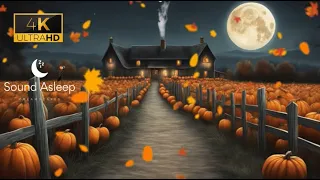 Spooky Rural House | Fall Autumn Ambience at Halloween | 12 Hours | Brown Noise with Wind and Leaves