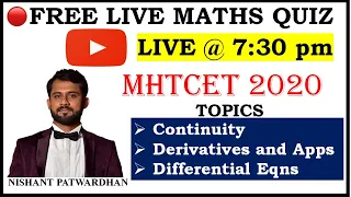 MHTCET 2020 MENTI-QUIZ (DAY-6)| MATHS | MHTCET2020 MHT-CET 2020 LIVE QUIZ