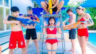 SUPER FUNNY TIKTOK GIRL PRANK BATTLE NERF DR  Megan Nerf Guns Squad Crime WONDER PREGNANT PRANK LTN