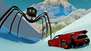 Car vs Ice Slide with NEW House Head – BeamNG.Drive