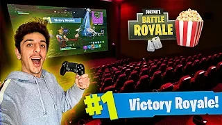 I Won a Game of FORTNITE in a MOVIE THEATER!! (Craziest Experience EVER)