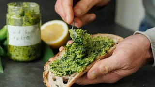 Wild Garlic Pesto foraged in County Wicklow in Ireland