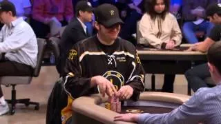 Tom Dwan and Phil Hellmuth, Tom sucks out and wins