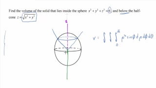 15.8.4: Setting Up an Integral That Gives the Volume Inside a Sphere and Below a Half-Cone