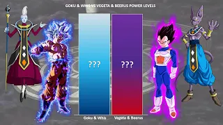 GOKU & WHIS vs VEGETA & BEERUS POWER LEVELS 🔥 [ Dragon Ball Power Levels ]