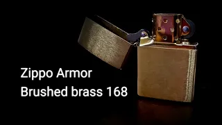 Zippo Armor brushed brass 168 unboxing & sounds only.