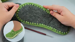 Simple crochet slippers on the sole - a detailed tutorial!