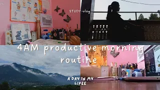 4AM productive morning routine |Study Vlog| Online classes |Self care| meditation |Realistic day|♡