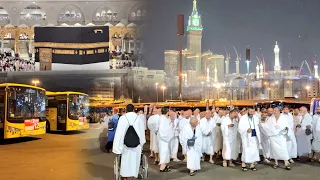 شاهد قدوم الحجاج في مكة والمسجد الحرام في هذا المساء ليلة الجمعة