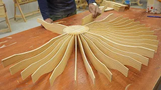 Amazing Ingenious And Creative Woodworking Design // Build A Unique Round Table From Strips Of Wood