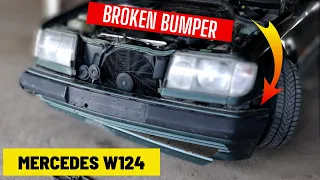 MERCEDES W124 (green) Front Bumper Removal And Repair  EP 6