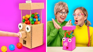 MUST TRY PARENTING HACKS WITH CARDBOARD || DIY Candy Dispenser! Tricks For Smart Parents by 123 GO!