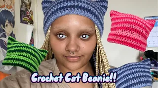 Crochet Cat Beanie Tutorial!! (Beginner Friendly)