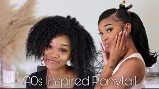 BRINGING BACK THE 90s SWOOP BANG w/FLIPPED PONYTAIL | USING MINIMUM HEAT