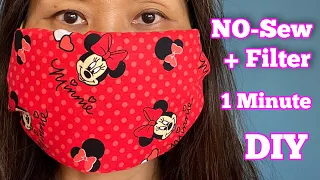 DIY 1 Minute No Sew Face Mask With Filter Washable Reusable Everyone Can Make