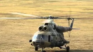 Mil Mi 8 helicopter takeoff-fast fly- by