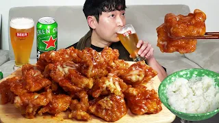 Supreme Seasoned Chicken! With beer🍺 MUKBANG REALSOUND ASMR EATINGSHOW