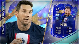 THE GOAT!!!!! TOTY 98 RATED LIONEL MESSI PLAYER REVIEW - FIFA 23 ULTIMATE TEAM