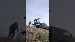 Ukraine War Footage - GRAD MLRS System mounted on back of pickup