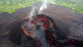 Kilauea Volcano destruction (Fissure 8, 2023) - Big Island, Hawaii 4K Drone footage