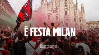 Milan campione d'Italia, tifosi del Milan fanno festa in piazza Duomo: dopo 11 anni è di nuovo scude