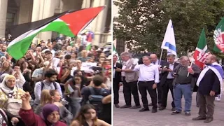 Le due Milano che manifestano, il presidio palestinese e quello in sostegno di Israele