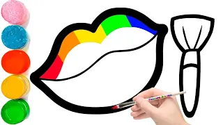 Toy Lips with Makeup Set Tools coloring and drawing for Kids | Menggambar Dan Mewarnai Bibir