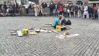 Dario Rossi Drummer live techno street drums in Copenhagen August 2015