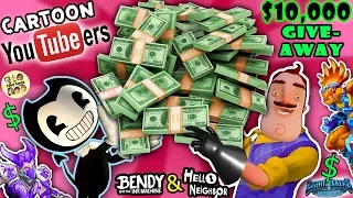 CARTOON YOUTUBERS $10,000 GIVEAWAY! Bendy & The Ink Machine & Hello Neighbor Unboxing Toys ✂ FGTEEV