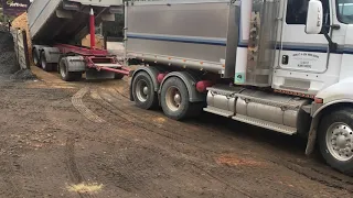 Kenworth truck and dog unloading