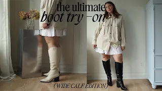 trying on 8 different wide calf boots (from different brands)