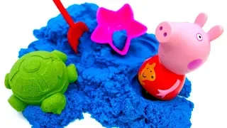 Peppa Pig and kinetic sand: Learn colors for kids