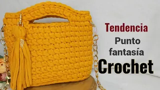 YARN BAG "FANTASY stitch" beginners /easy simple/ CROCHET FABRIC