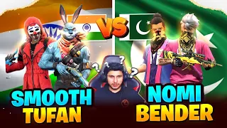 Smooth 444 🥵 & Tufan Vs Bender 😱 & Nomi Squad 😳 India 🇮🇳 Vs Pakistan 🇵🇰 Garena-Free Fire!!