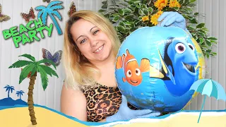 Blowing Up Finding Dory Beach Ball | Inflate & Deflate | Blue Gloves