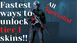unlocking tier 1 skins for each specialist fastest methods
