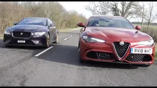 Alfa Romeo Giulia Quadrifoglio vs Jaguar XE SV Project 8 drive review