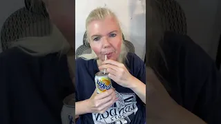 ASMR opening soda can and drinking Mukbang Sunkist orange soda #shorts #youtubeshorts ￼